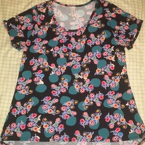 Lularoe flowered classic tee black background